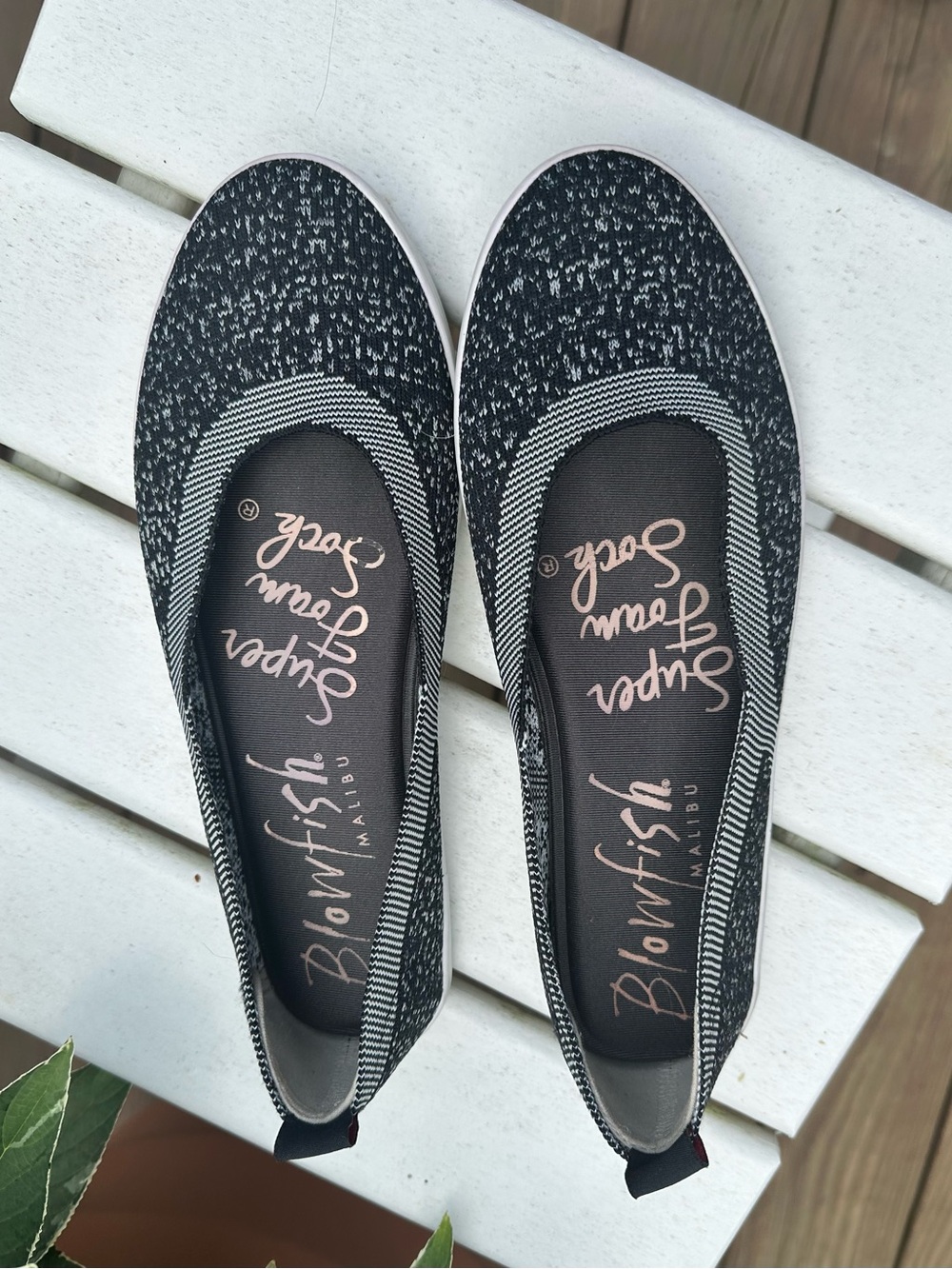 Blowfish Black & White Knit Slip-On Flats